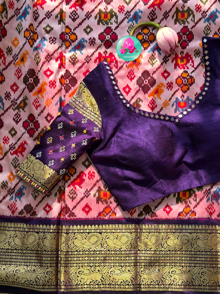 The Amethyst Leheriya: Pure Mulberry Silk Patola Saree with Vintage Kanchi Heritage