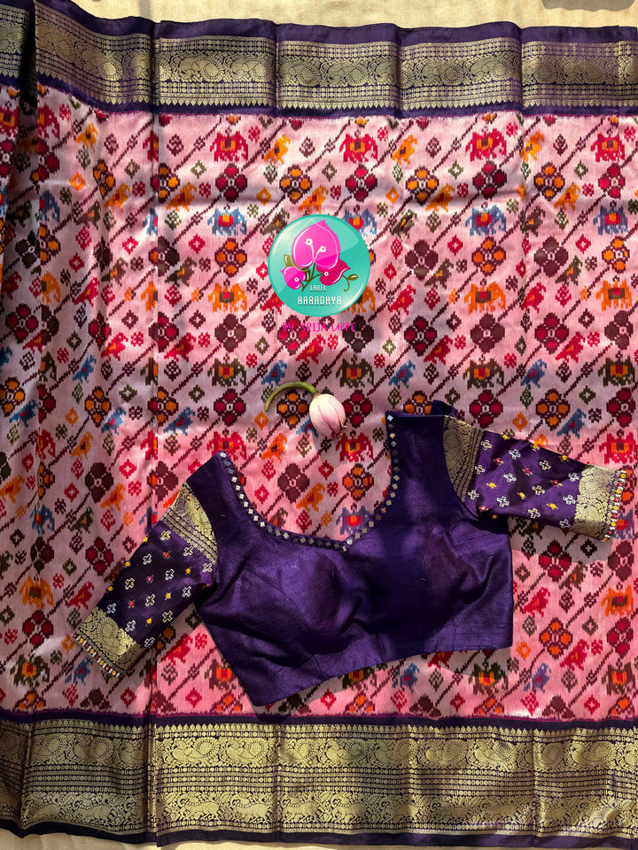 The Amethyst Leheriya: Pure Mulberry Silk Patola Saree with Vintage Kanchi Heritage