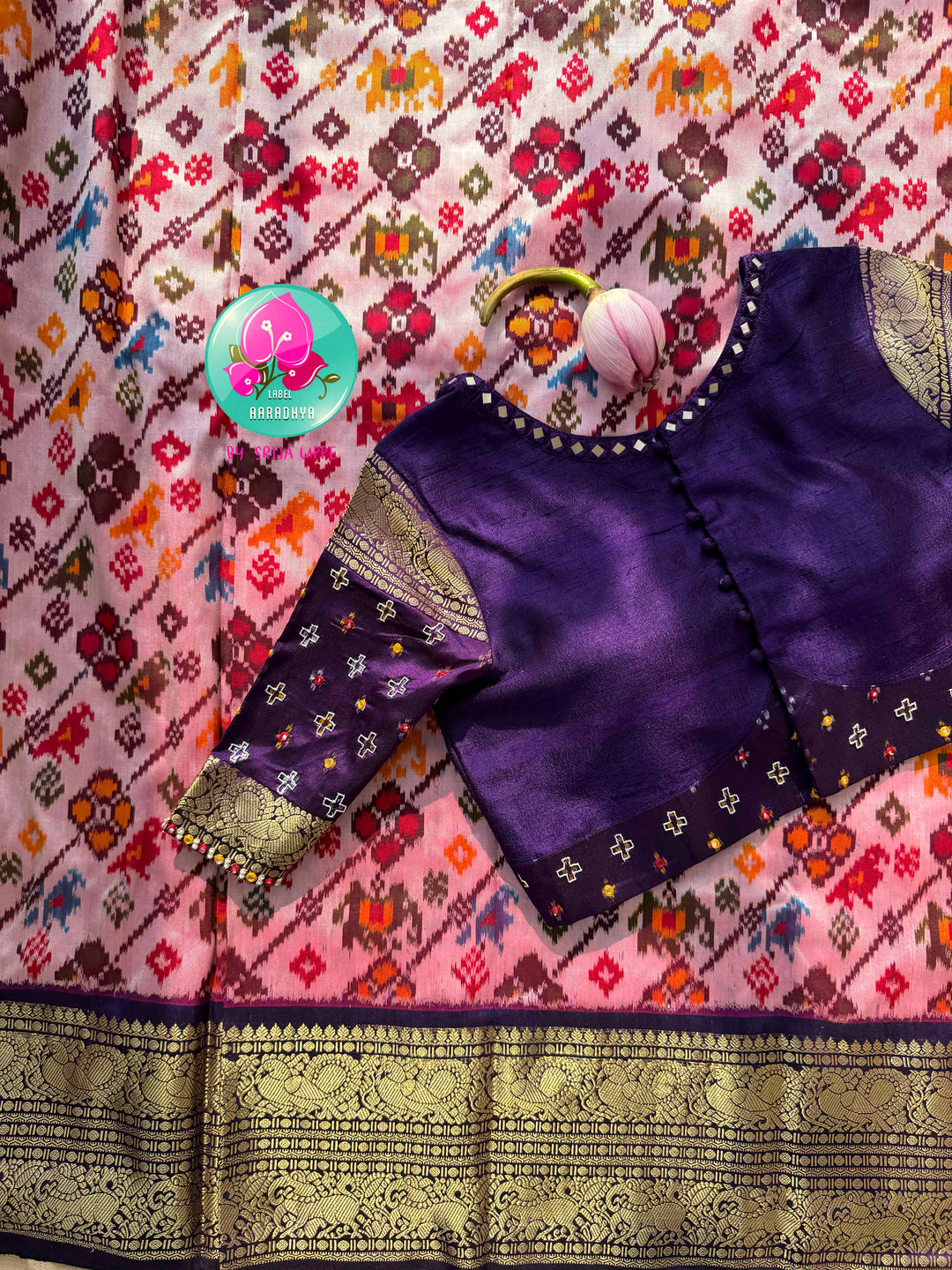The Amethyst Leheriya: Pure Mulberry Silk Patola Saree with Vintage Kanchi Heritage