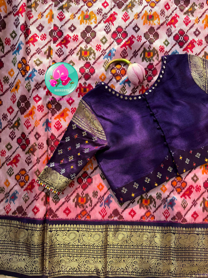The Amethyst Leheriya: Pure Mulberry Silk Patola Saree with Vintage Kanchi Heritage