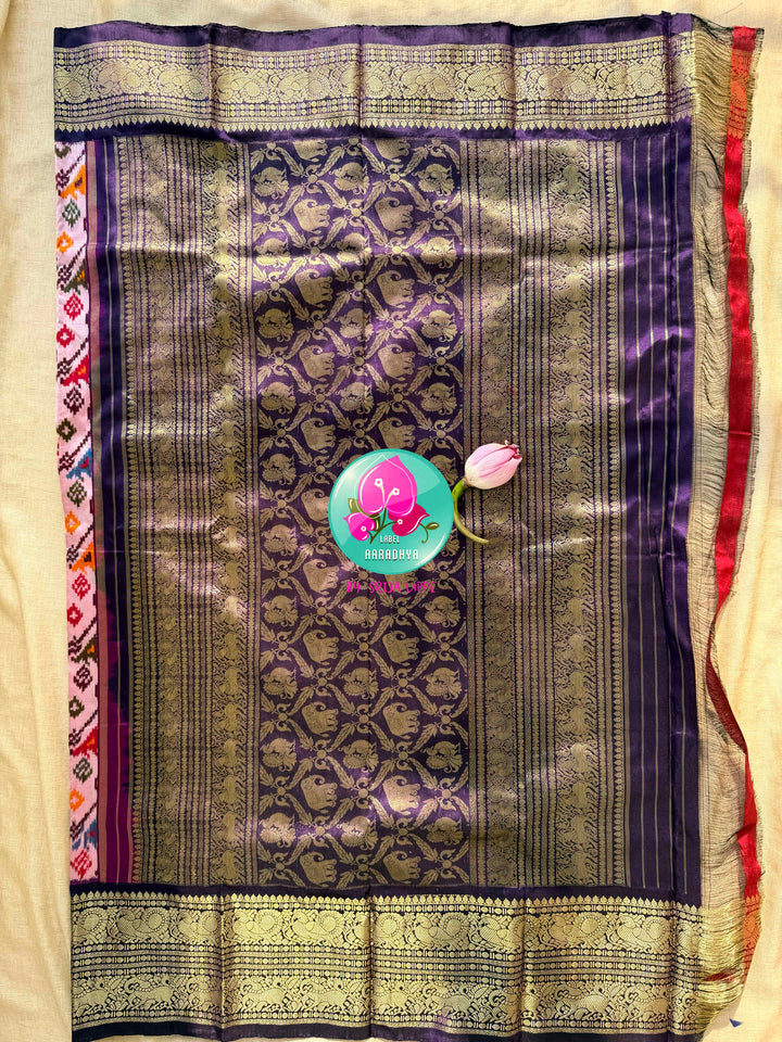 The Amethyst Leheriya: Pure Mulberry Silk Patola Saree with Vintage Kanchi Heritage