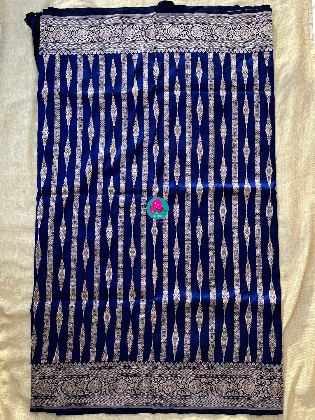 Pure Benarasi katan silk saree with pure Benarasi pleated maggam work blouse