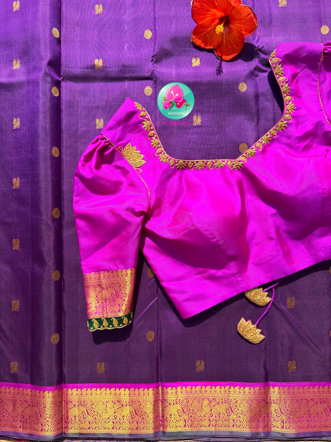 The Royal Orchid: Purple Kanchipattu Saree with Radiant Magenta Artistry