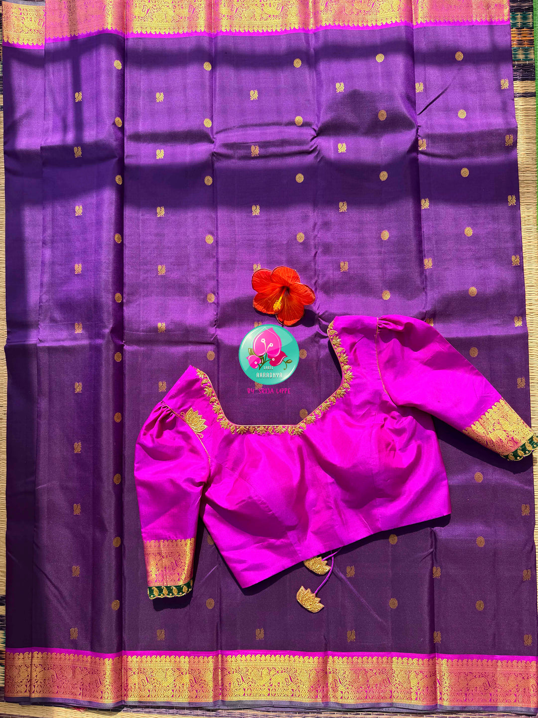 The Royal Orchid: Purple Kanchipattu Saree with Radiant Magenta Artistry