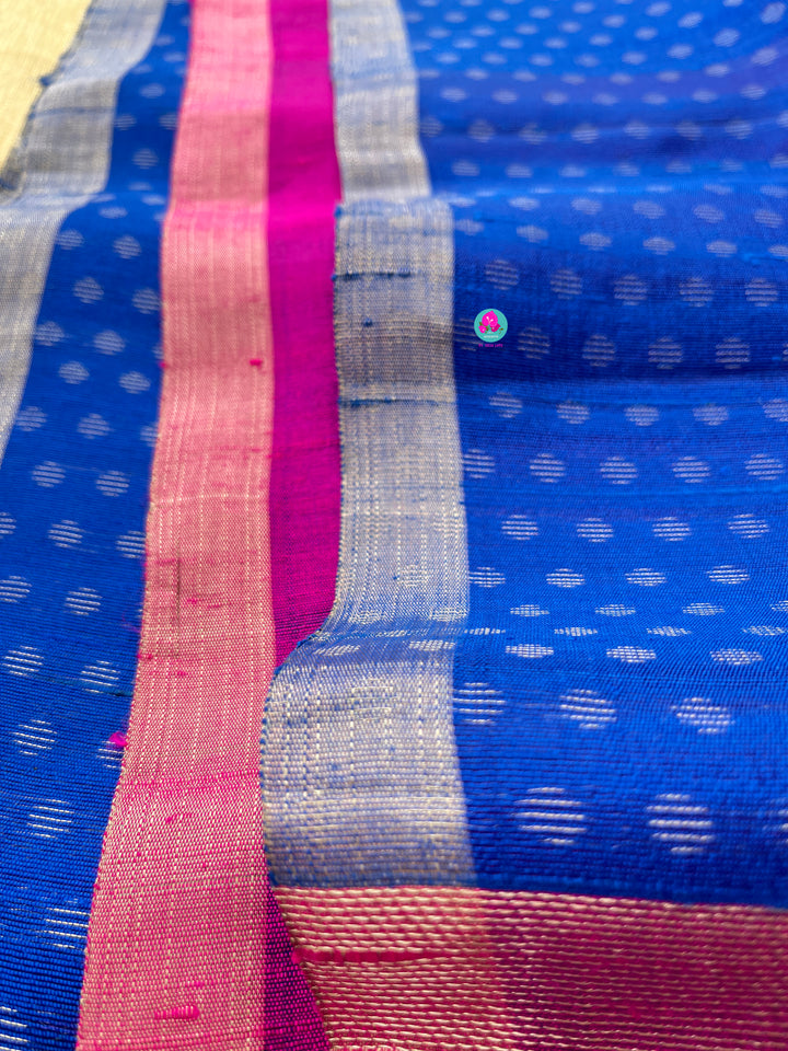 Royal blue with silver border