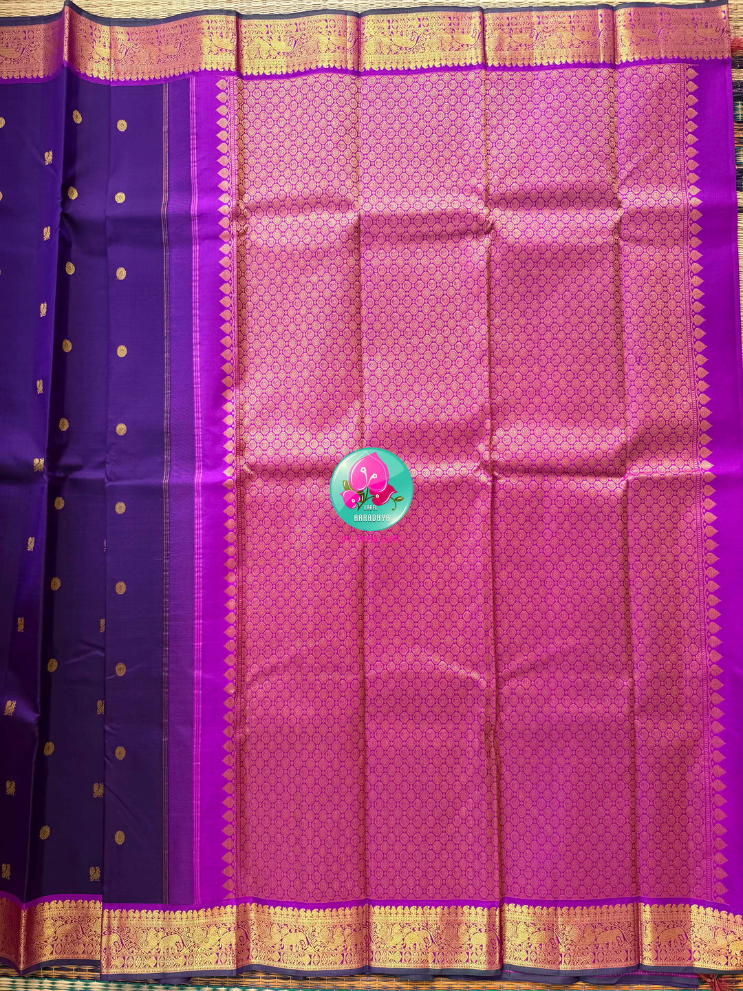 The Royal Orchid: Purple Kanchipattu Saree with Radiant Magenta Artistry