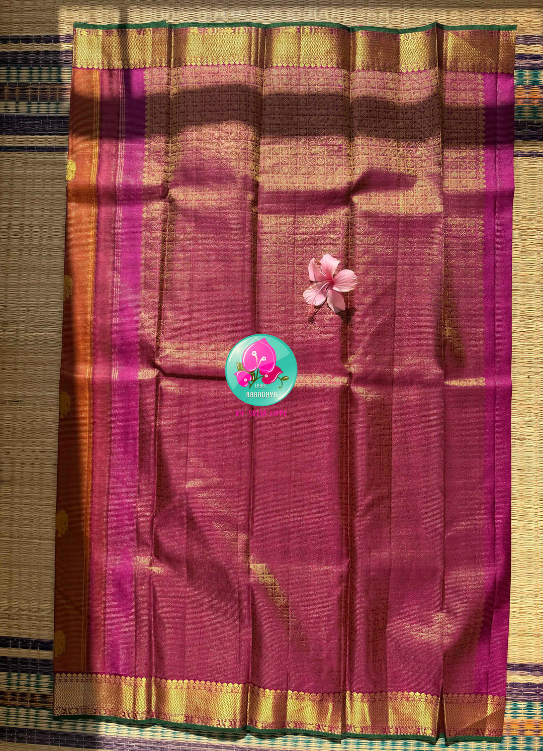 The Golden Ember: Pure Vaira Oosi Kanchipattu Saree in Rust Orange with Dark Magenta Artistry