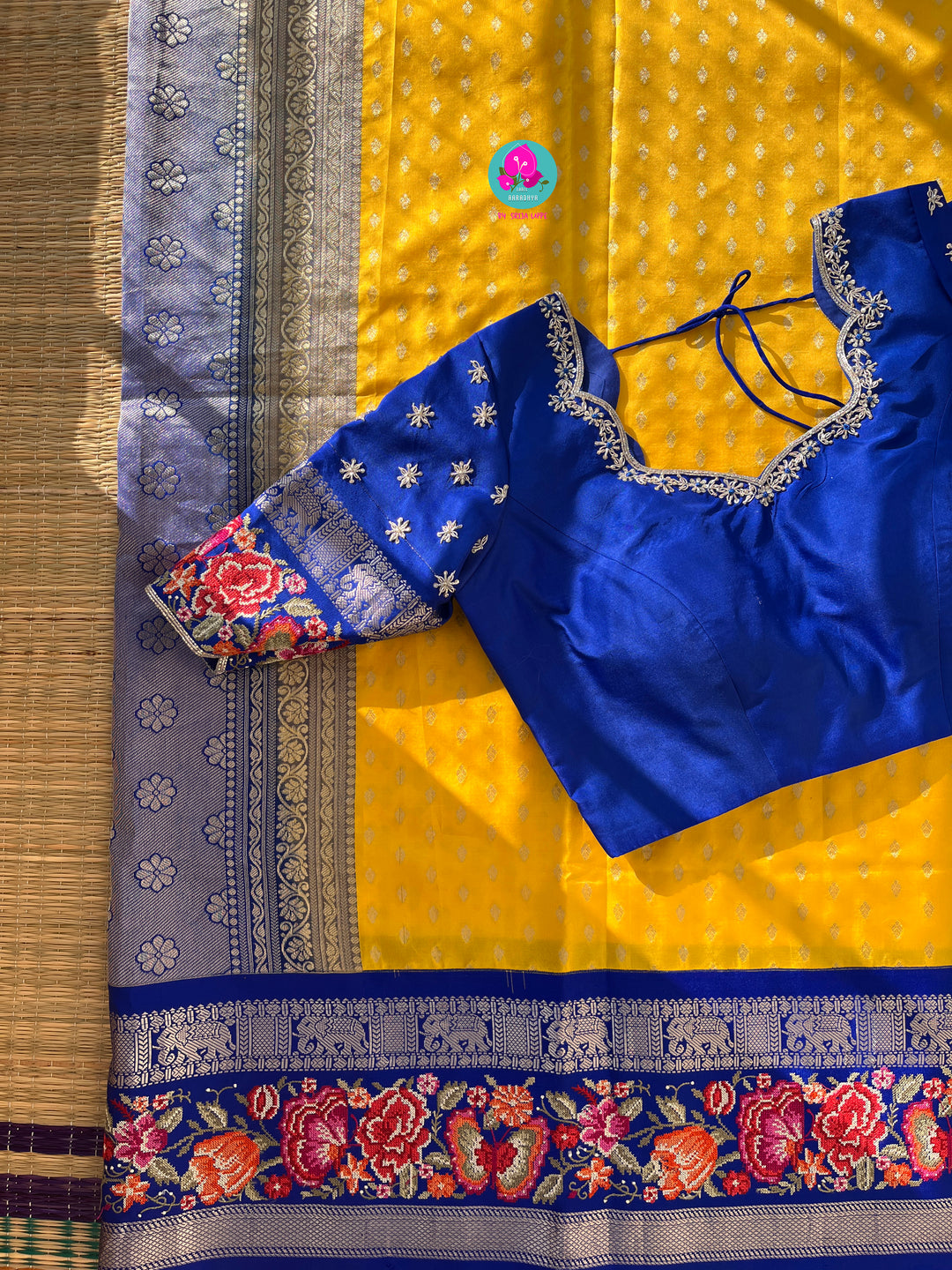 Pure silk with petite embroidery paired with embroidered Blouse
