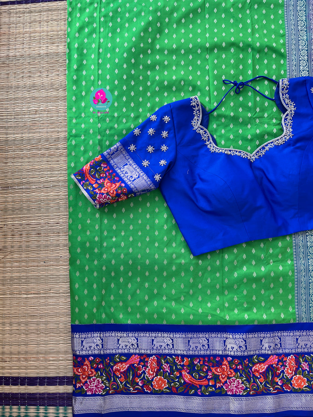 Pure silk with petite embroidery paired with embroidered Blouse