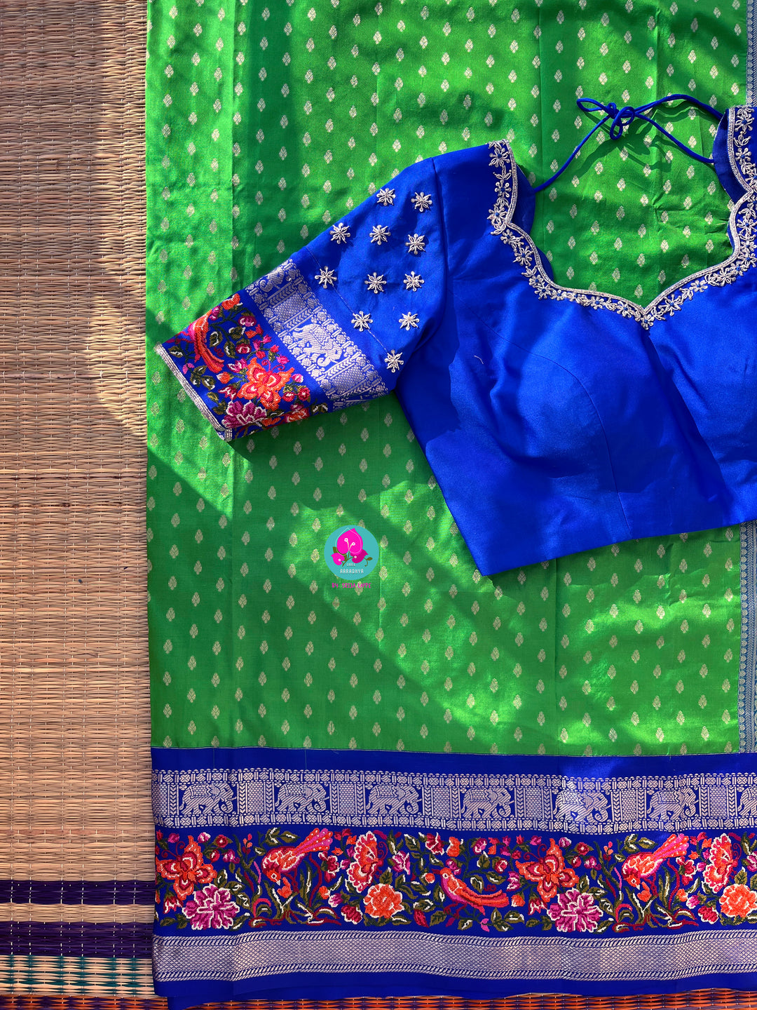 Pure silk with petite embroidery paired with embroidered Blouse