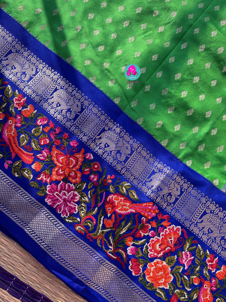 Pure silk with petite embroidery paired with embroidered Blouse