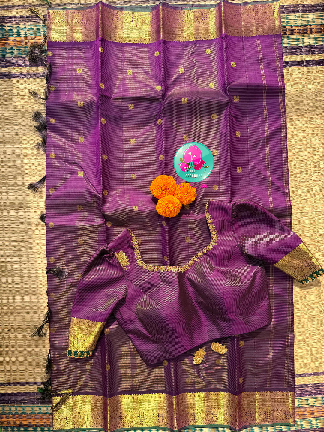 The Sovereign Amethyst: Pure Vaira Oosi Kanchipattu Saree in Unified Purple