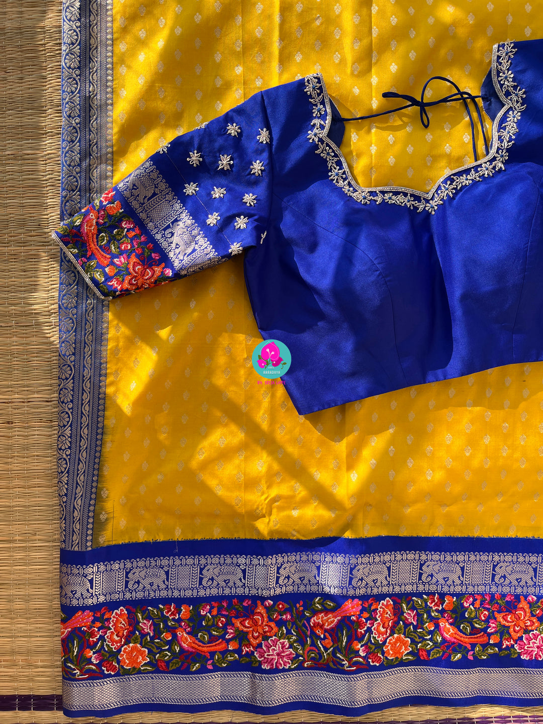 Pure silk with petite embroidery paired with embroidered Blouse