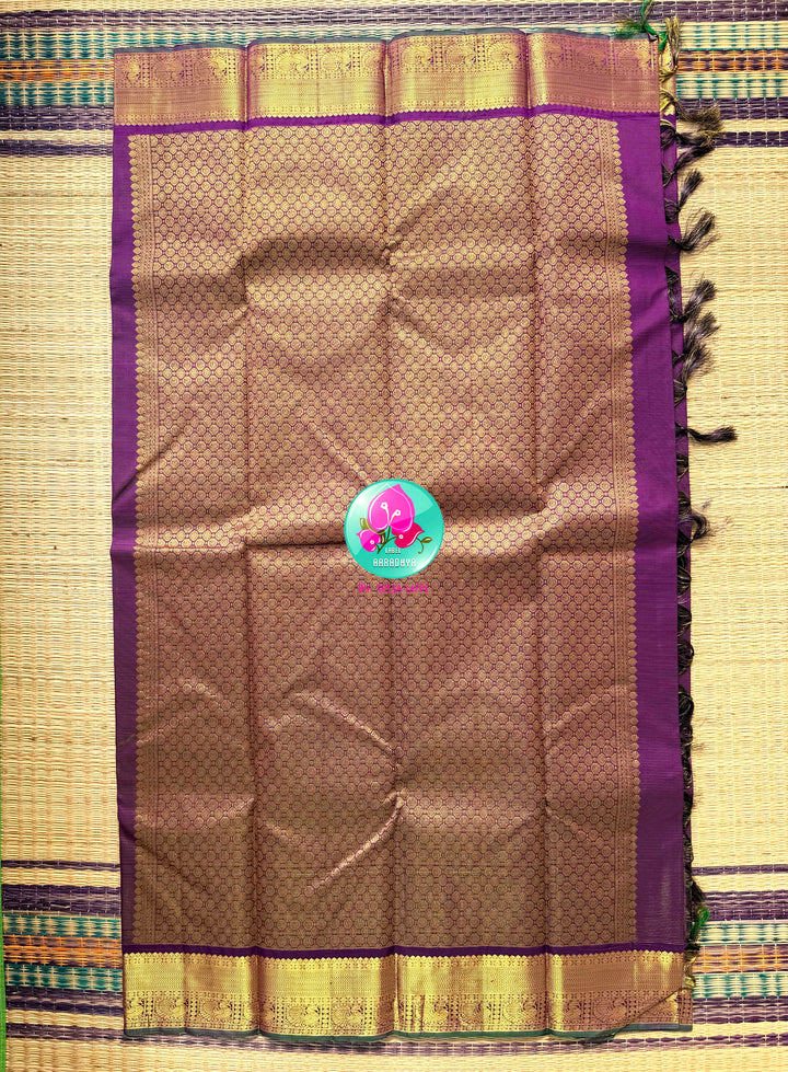 The Sovereign Amethyst: Pure Vaira Oosi Kanchipattu Saree in Unified Purple