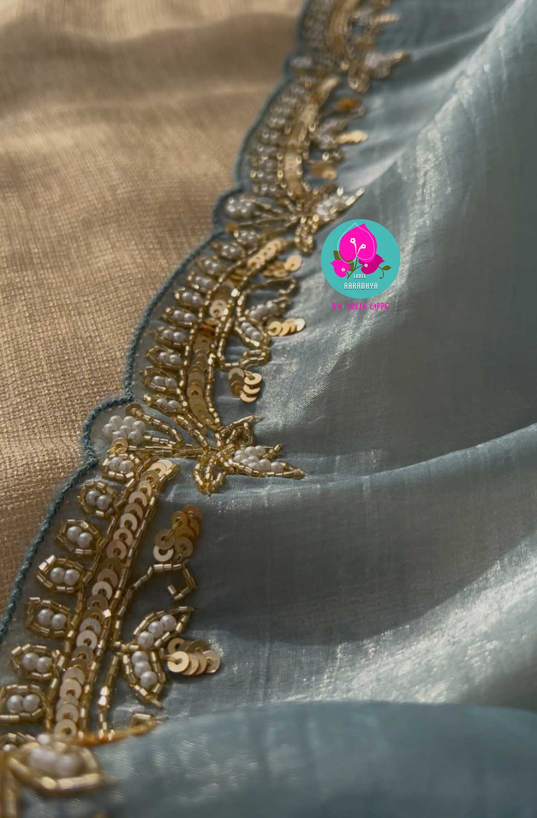 Soft crush organza saree with hand embroidery Paired with Embroidered fashion blouse