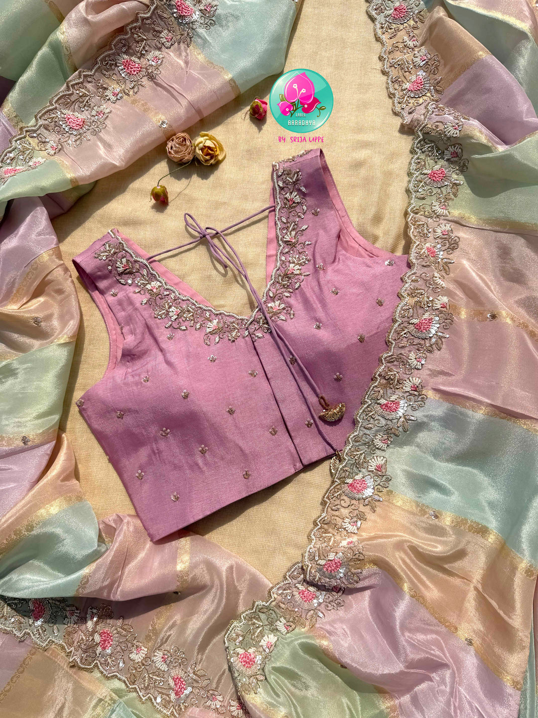The Pastel Prism: A Multi-Hued Tissue Georgette Masterpiece