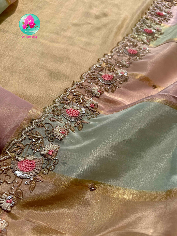 The Pastel Prism: A Multi-Hued Tissue Georgette Masterpiece