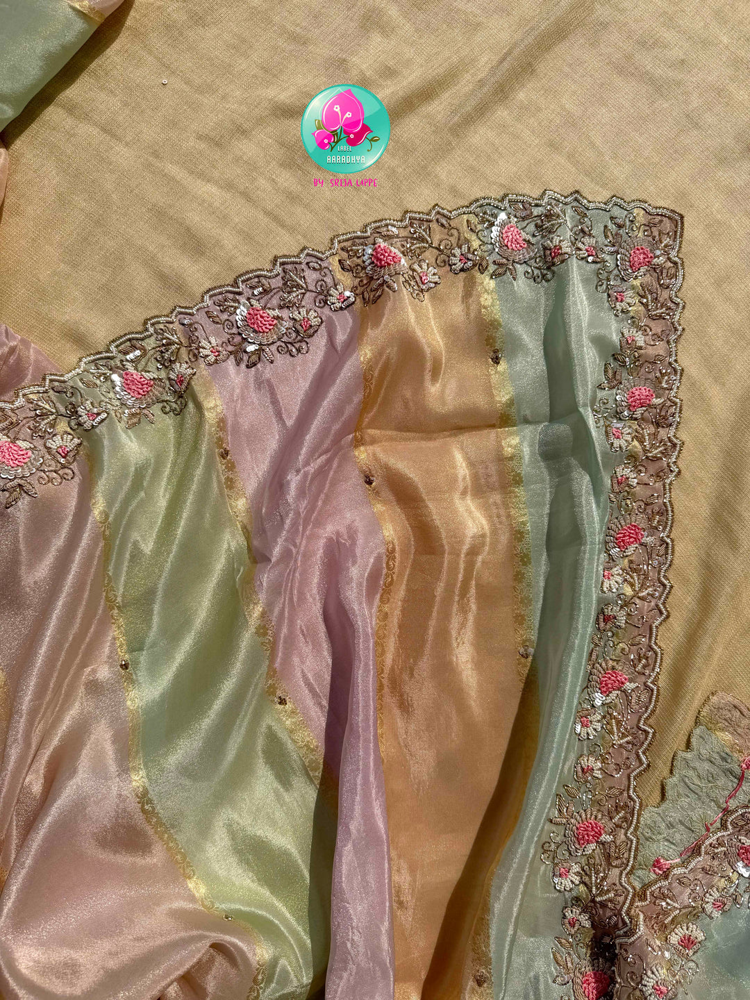 The Pastel Prism: A Multi-Hued Tissue Georgette Masterpiece