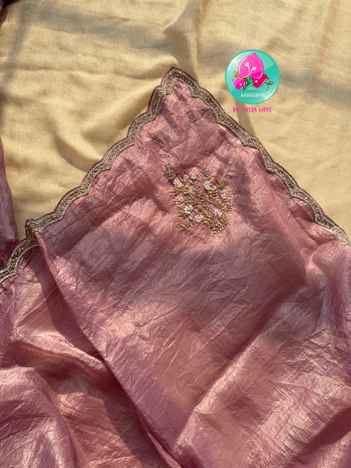Whispers of a Pastel Reverie: The Crushed Organza in Mauve & Aquamarine Blouse