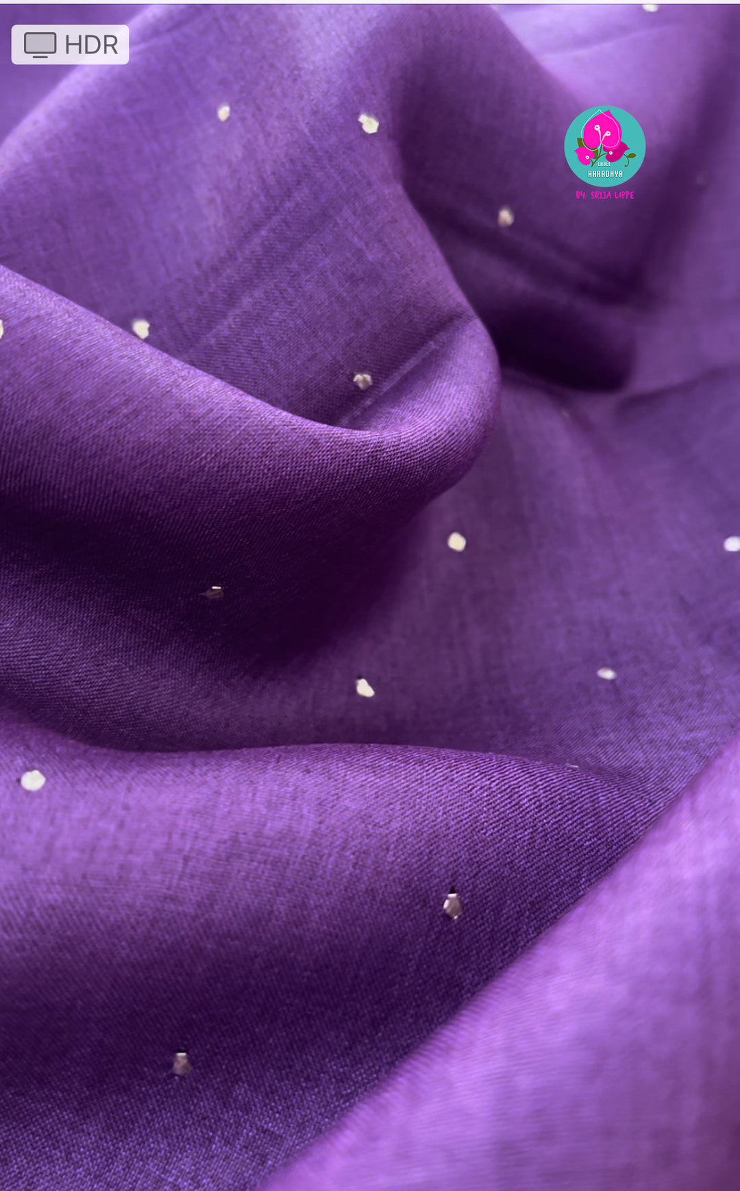 Pure Tussar Mukaish work Purple saree