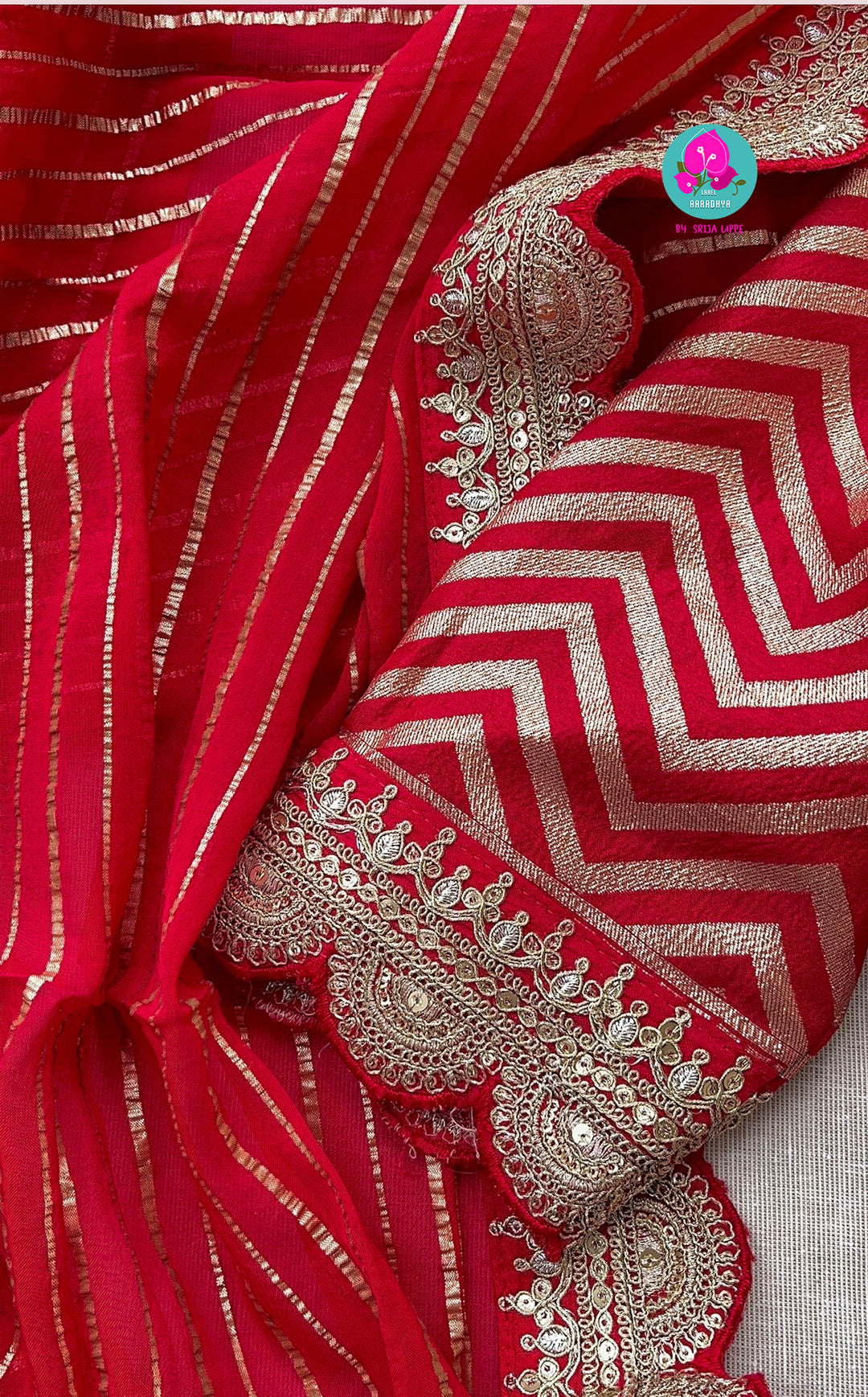Red georgette saree