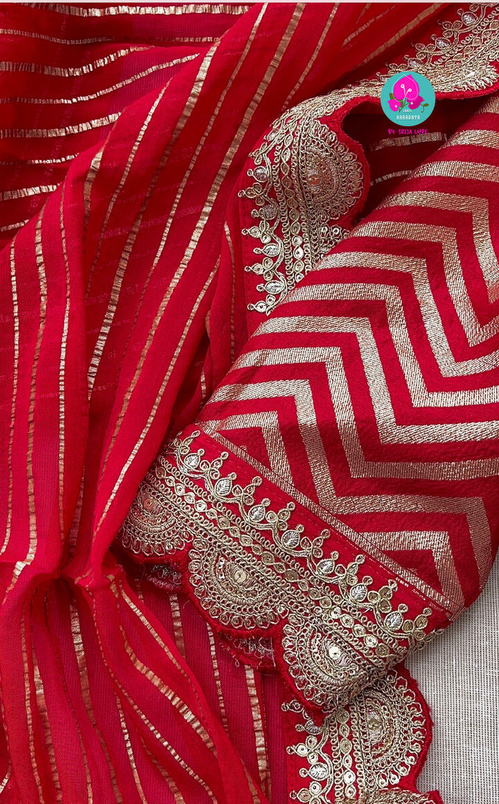 Red georgette saree