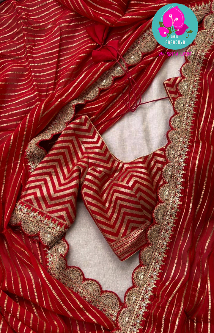 Red georgette saree