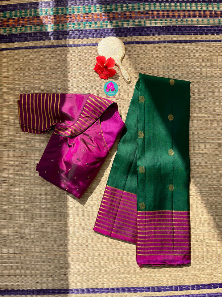Vintage Movie actress Jayaprada garu inspired saree set in pure Kanchipattu handloom