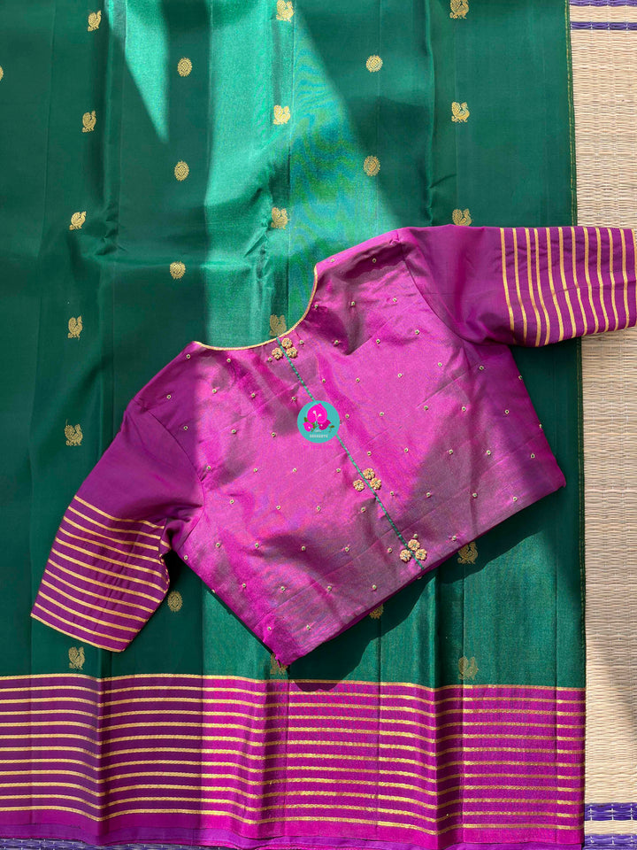 Vintage Movie actress Jayaprada garu inspired saree set in pure Kanchipattu handloom