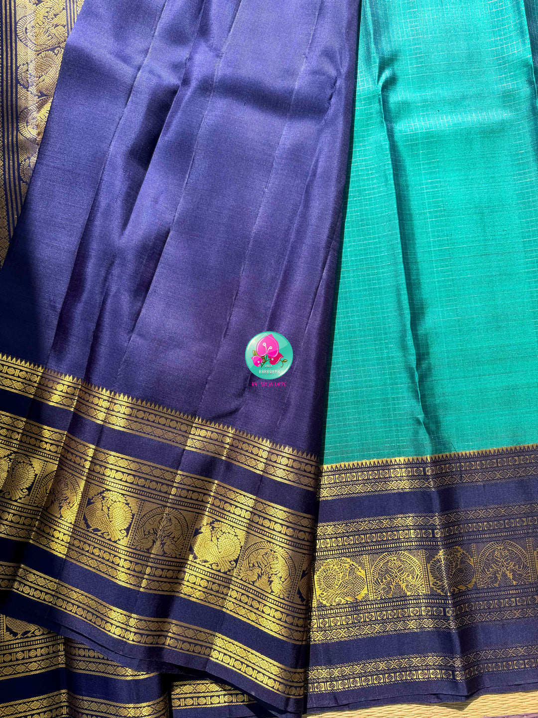 The Teal Needle-Stream: Peacock Green Vaira Oosi Kanchipattu Saree