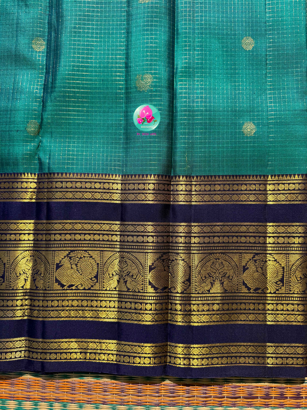 The Teal Needle-Stream: Peacock Green Vaira Oosi Kanchipattu Saree