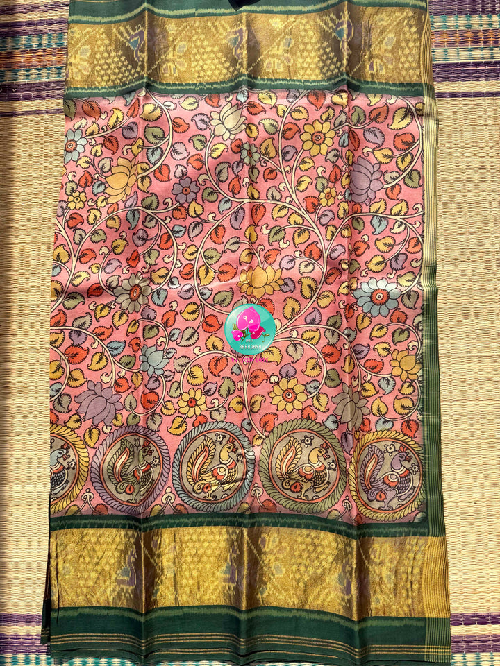 The Confluence of Legends: Pure Kalamkari & Patola Fusion Silk Saree