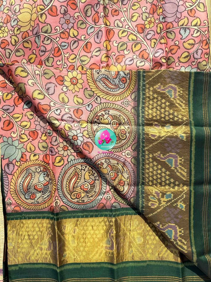 The Confluence of Legends: Pure Kalamkari & Patola Fusion Silk Saree