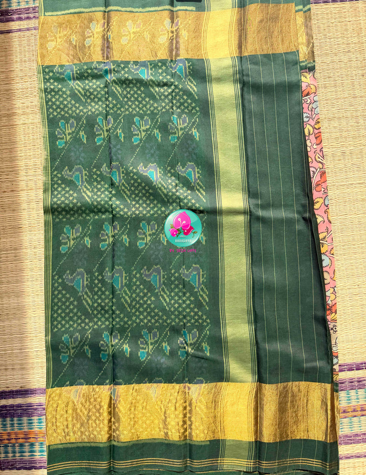The Confluence of Legends: Pure Kalamkari & Patola Fusion Silk Saree
