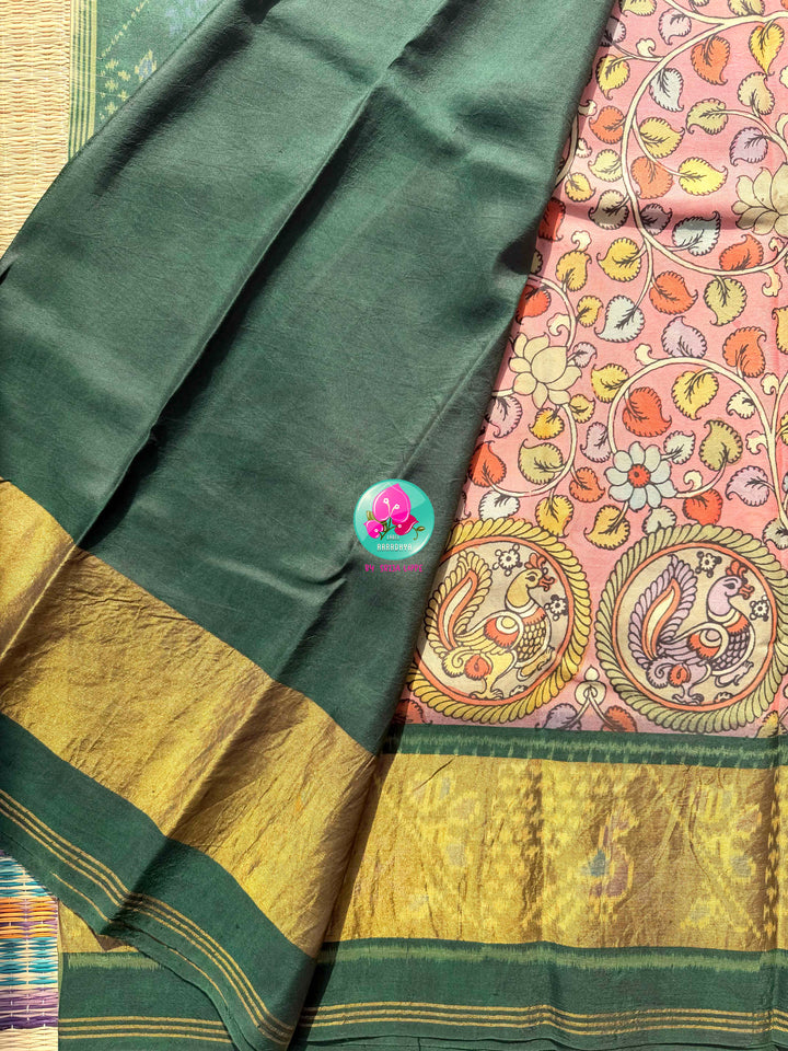 The Confluence of Legends: Pure Kalamkari & Patola Fusion Silk Saree