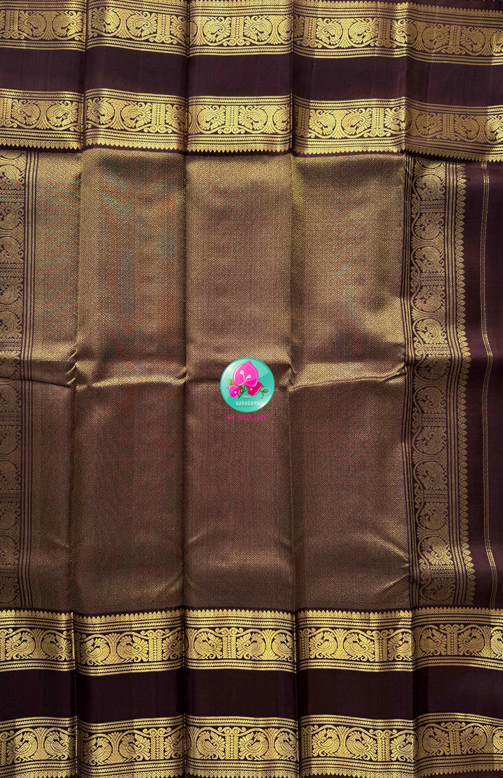 Echoes of Antiquity: The Vintage Brown Gandaberunda Kanchipuram Saree