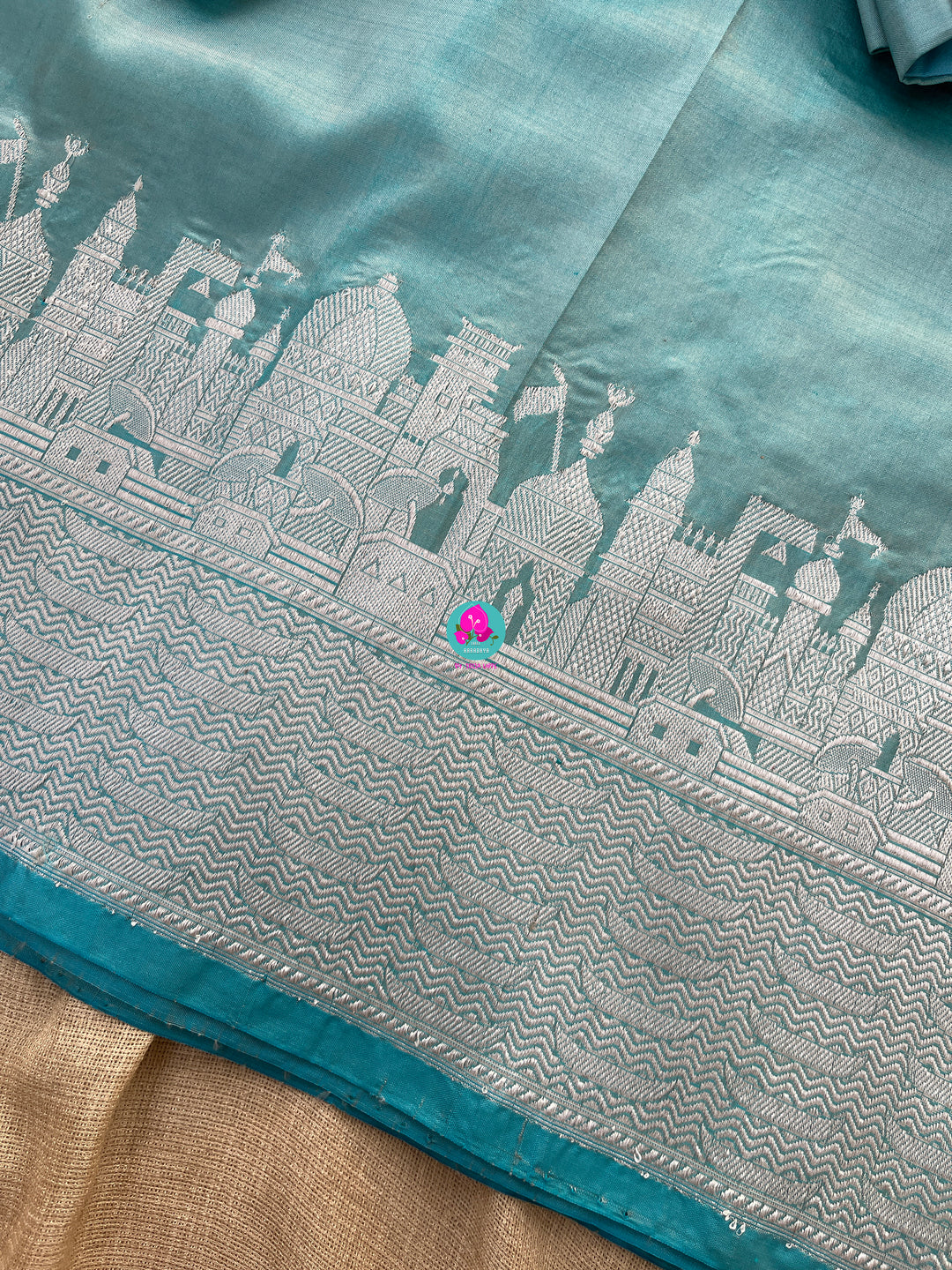 Classy Banarasi Pure katan silk Saree with Ganga Ghat weaving
