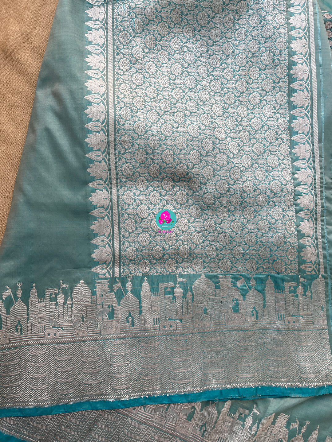 Classy Banarasi Pure katan silk Saree with Ganga Ghat weaving