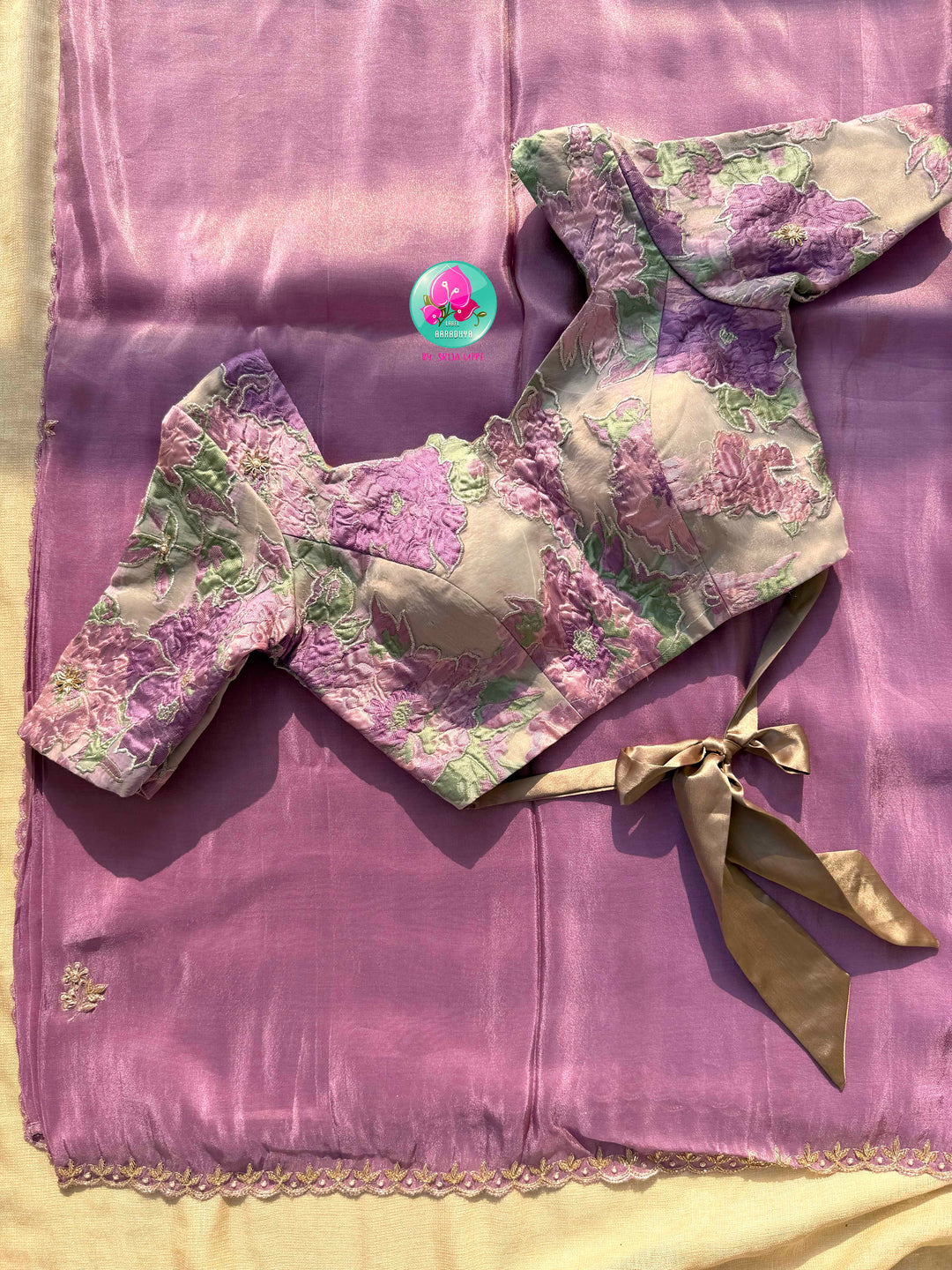 Violet Reverie: The Lavender Tissue Organza & Textured Bloom Masterpiece