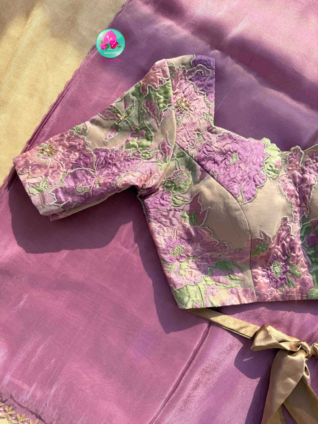 Violet Reverie: The Lavender Tissue Organza & Textured Bloom Masterpiece