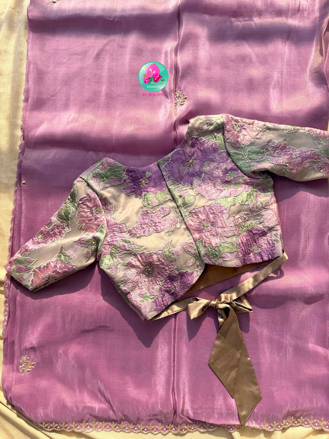 Violet Reverie: The Lavender Tissue Organza & Textured Bloom Masterpiece