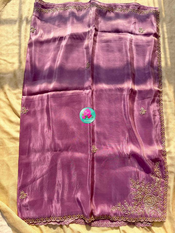 Violet Reverie: The Lavender Tissue Organza & Textured Bloom Masterpiece