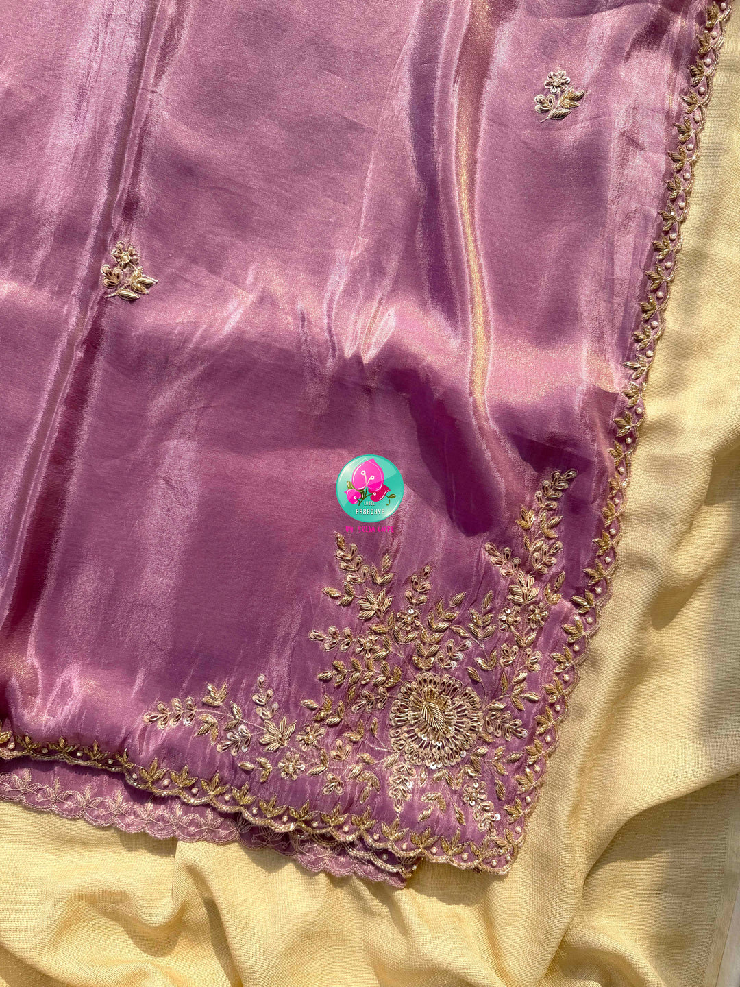 Violet Reverie: The Lavender Tissue Organza & Textured Bloom Masterpiece