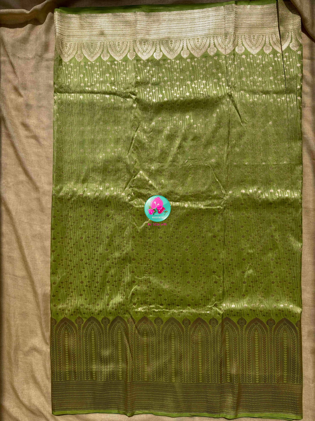 Luminous Pastel Brocade: Pista Green All-Over Woven Banarasi Silk Saree with Silver Brocade Statement Floral Embroidered Blouse