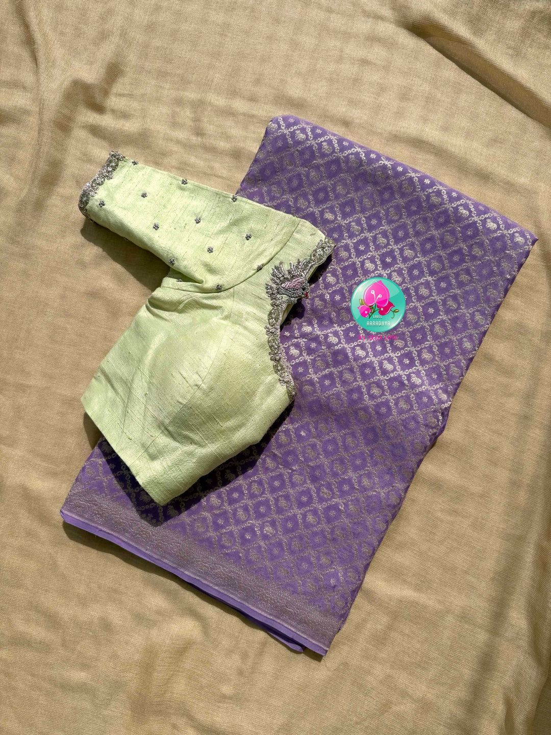 Moonlit Lavender Meadows: The Silver Nandhini Benarasi Georgette Saree