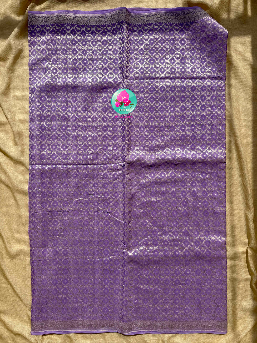 Moonlit Lavender Meadows: The Silver Nandhini Benarasi Georgette Saree