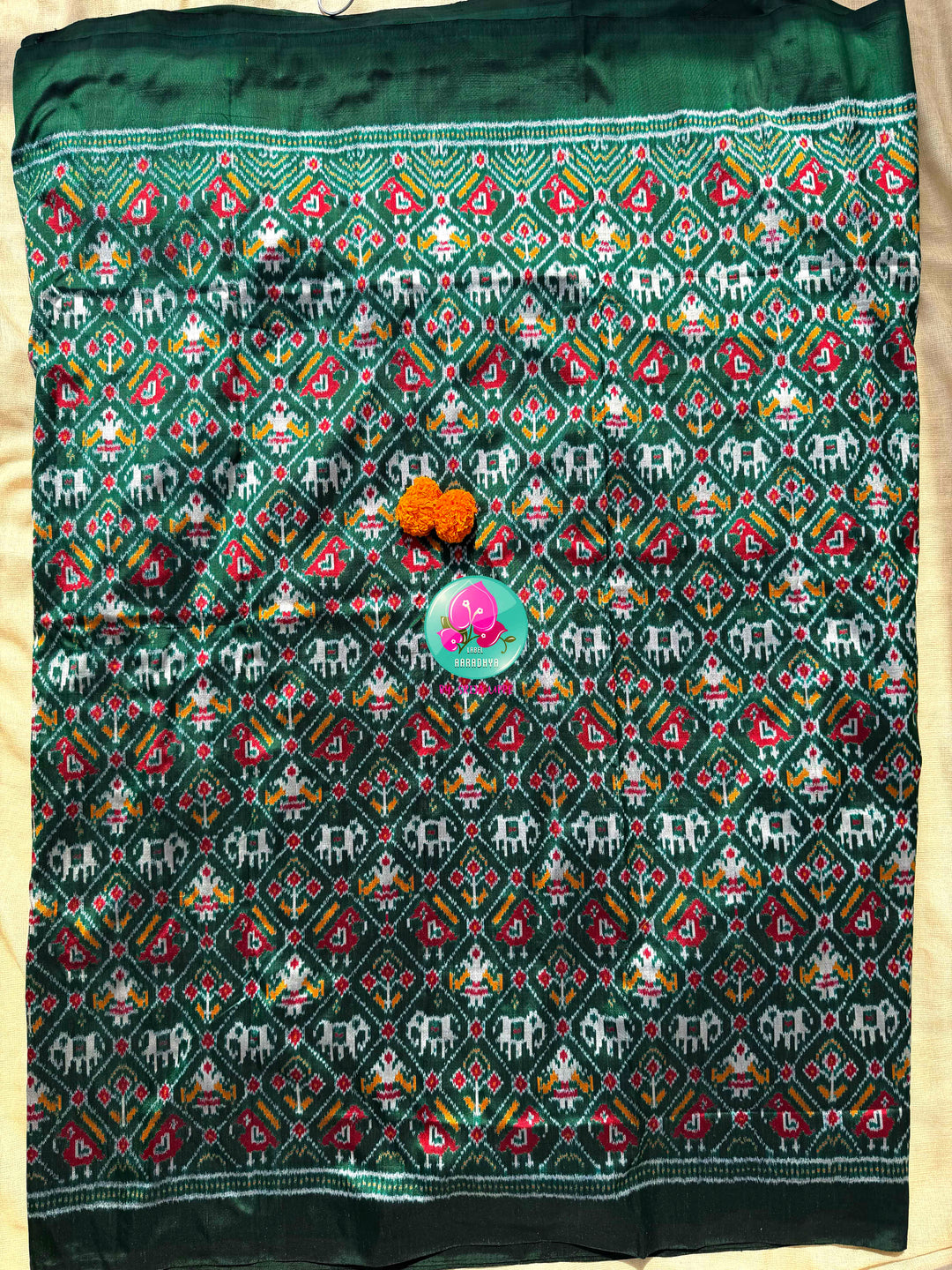 The Heritage Chronicle: Forest Green & Mustard Narikunj Double Ikkat Saree