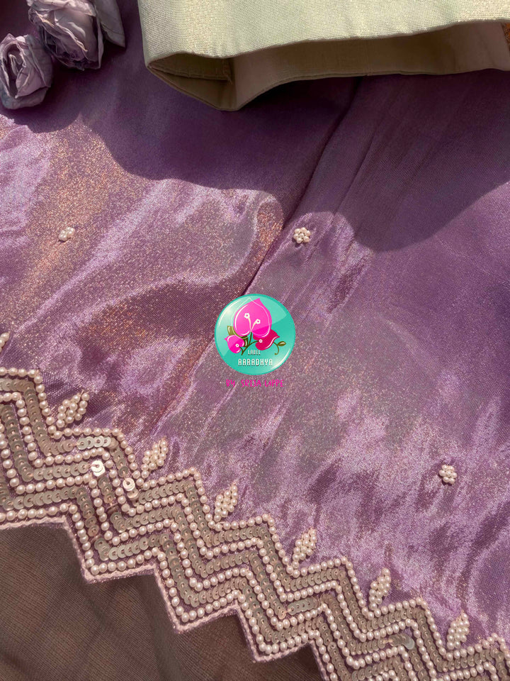 Lavender Whisper: The Soft Tissue Georgette & Vintage Mint Blouse Masterpiece