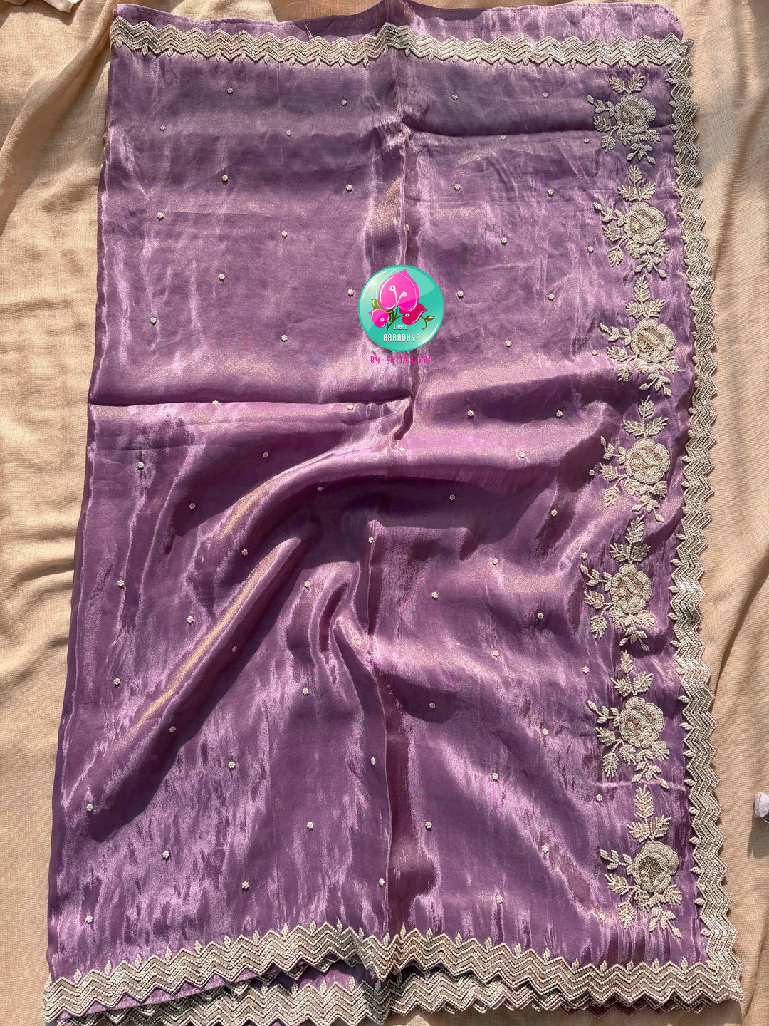 Lavender Whisper: The Soft Tissue Georgette & Vintage Mint Blouse Masterpiece
