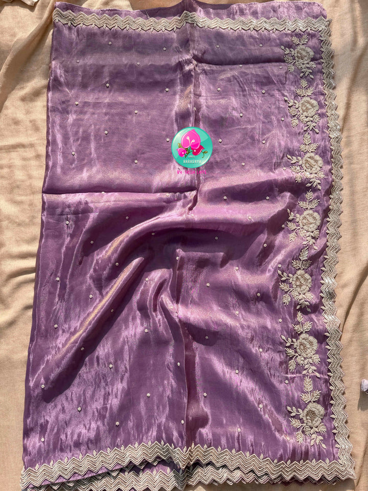 Lavender Whisper: The Soft Tissue Georgette & Vintage Mint Blouse Masterpiece